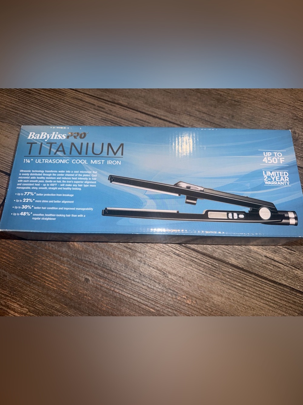 New BaBylissPro Titanium 1 1/4” Ultrasonic Cool Mist Iron Straighten | BT2191TUC